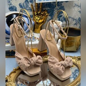 🆕 TED BAKER 🧿 NWOT MADDY Pink Crystal Embellished Bow Platform Sandals, Sz 7